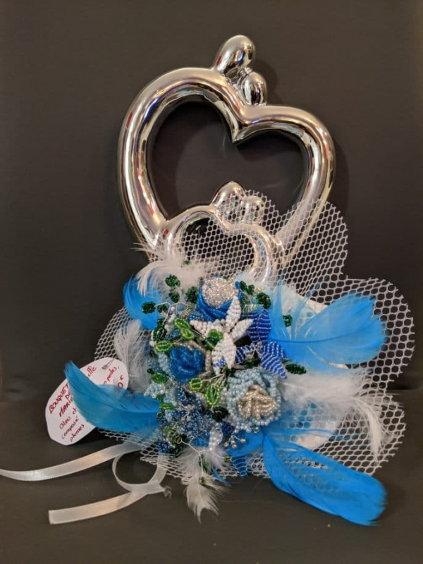 Bouquet de mariée en perles Bleu