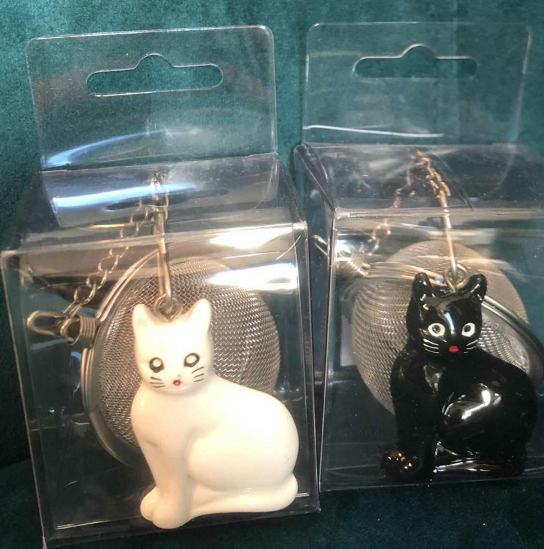 Boule à thé chat noir ou blanc