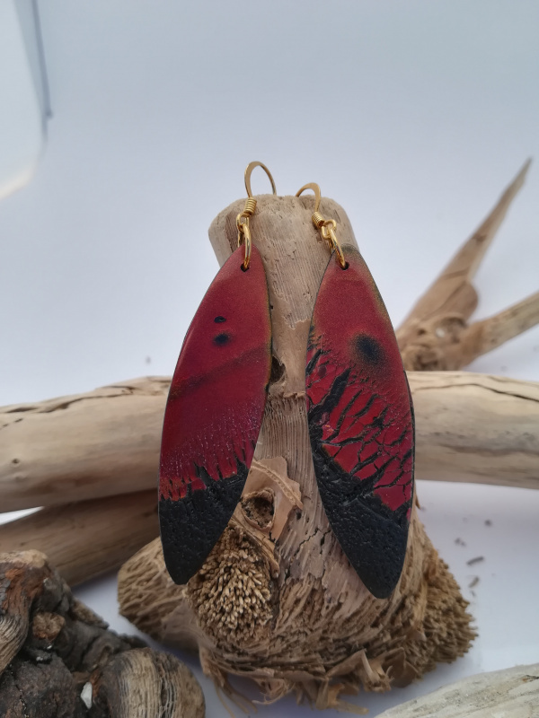 Boucles d'oreilles "raku rouge"