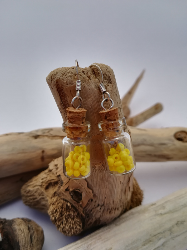 Boucles d'oreilles "bouteilles jaunes"