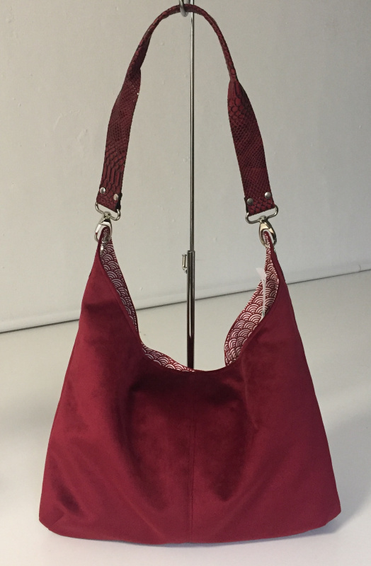 SAC OSLO VELOURS ROUGE