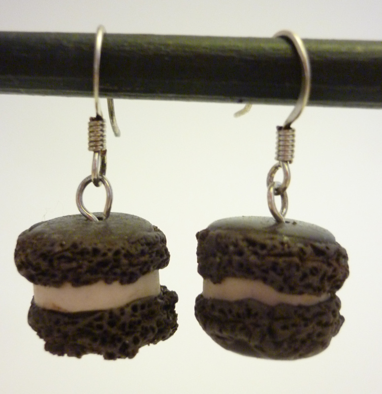 Boucles d'oreilles "macarons chocolat"