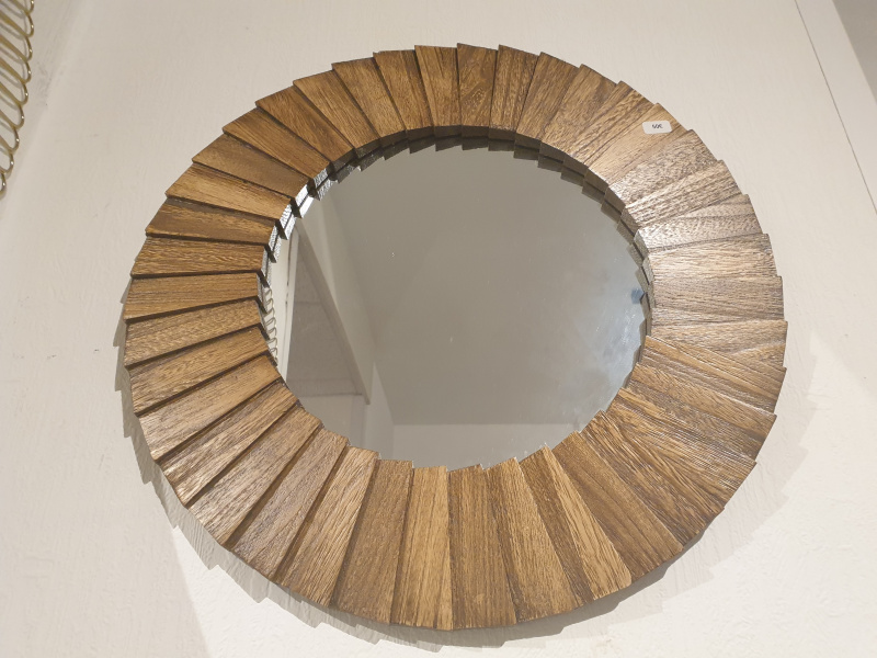 Miroir rond bois nature