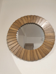 Miroir rond bois nature