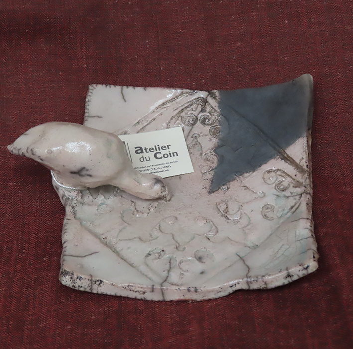 Bain d'oiseau beige rosé raku