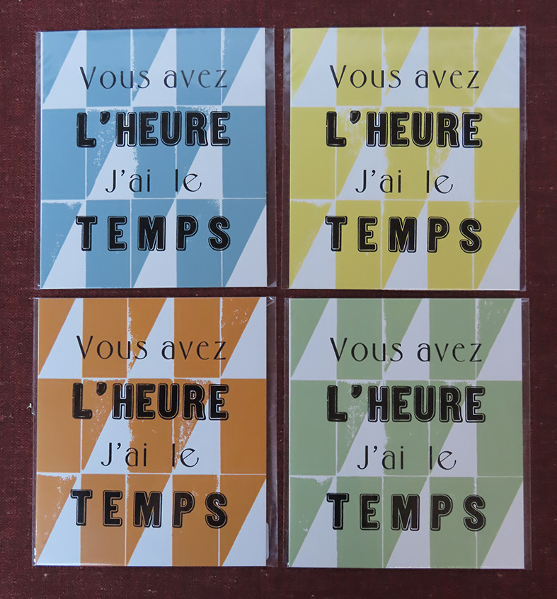 Carte typo "l'heure et le temps" (à l'unité)