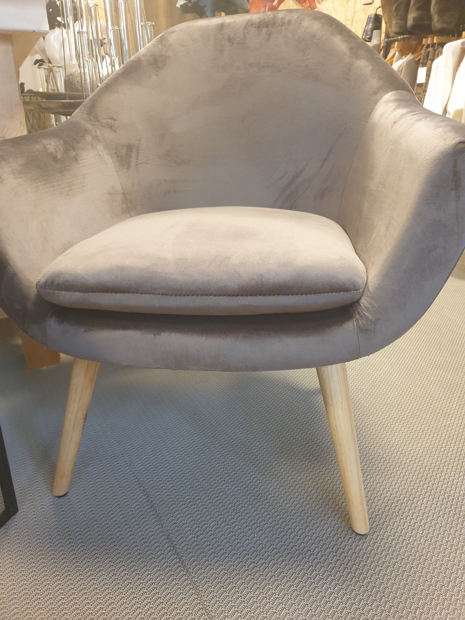 Fauteuil velours brun