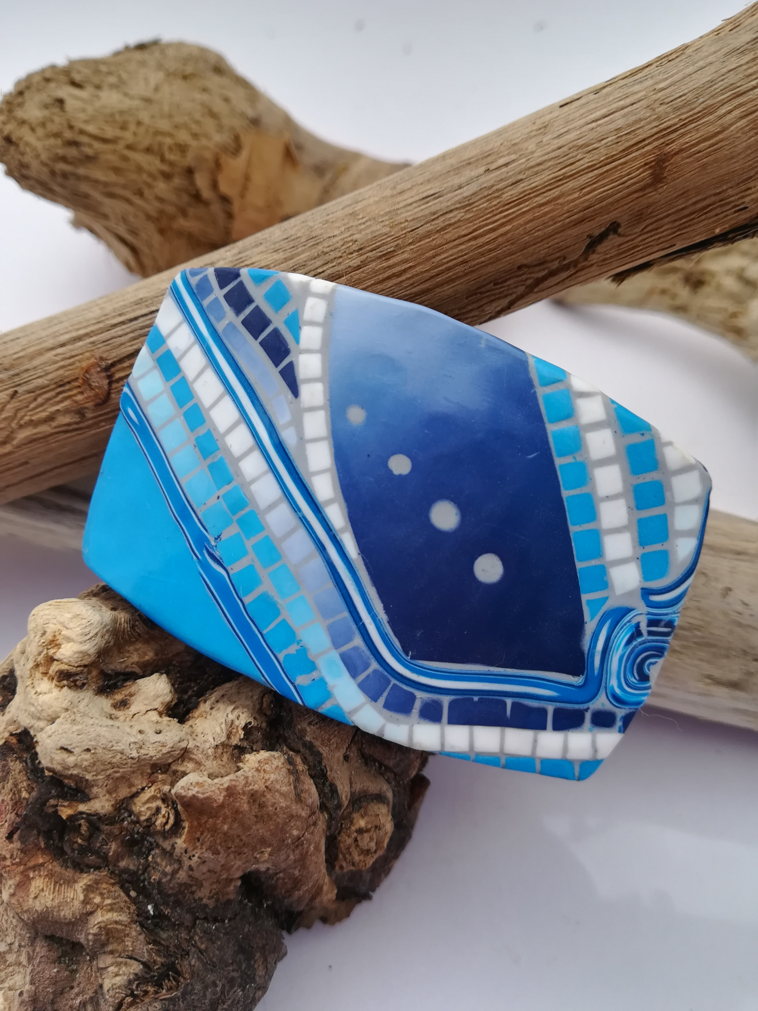 Barrette "mosaïque bleu" petite