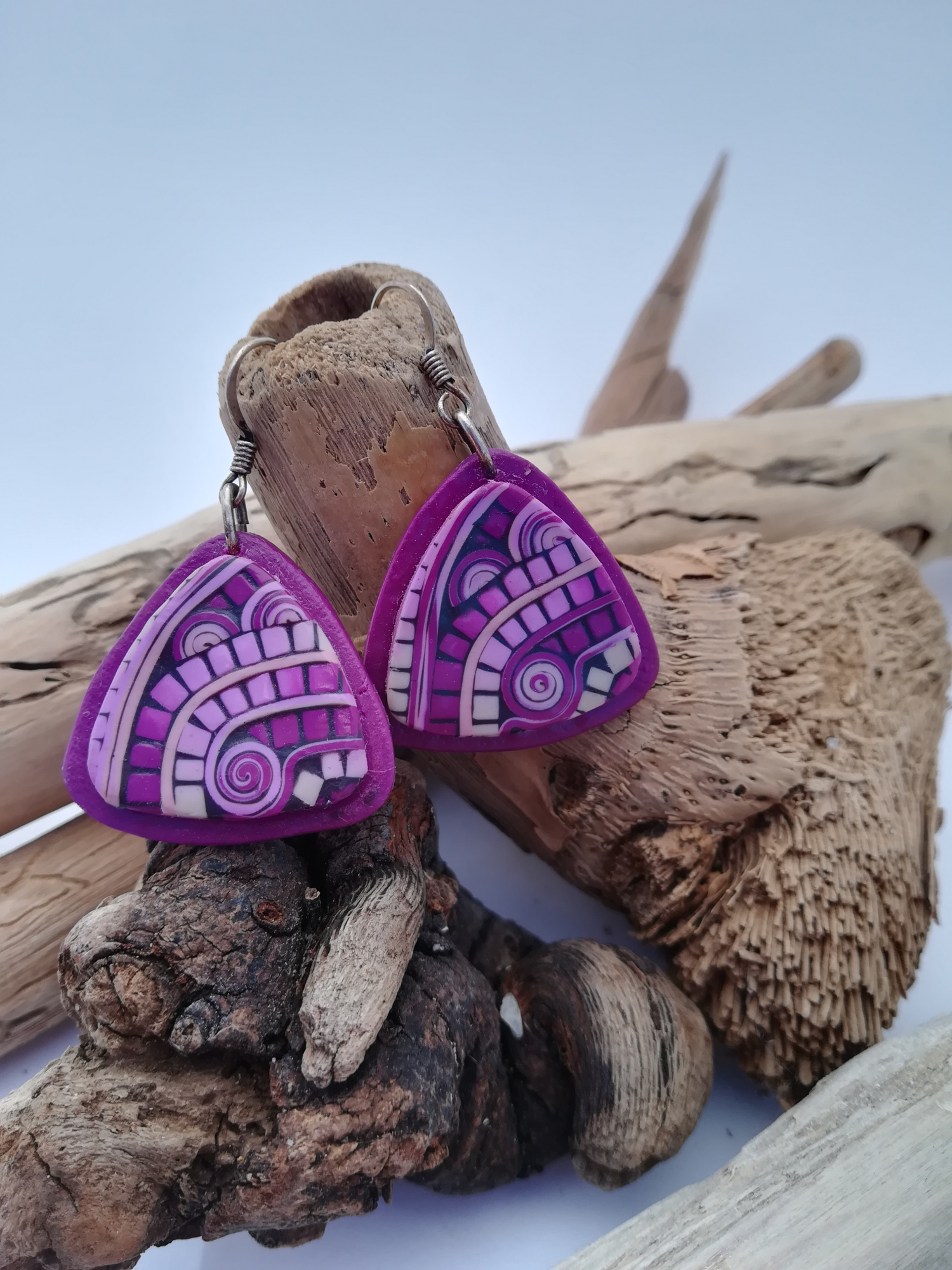 Boucles d'oreilles "mosaïque mauve"