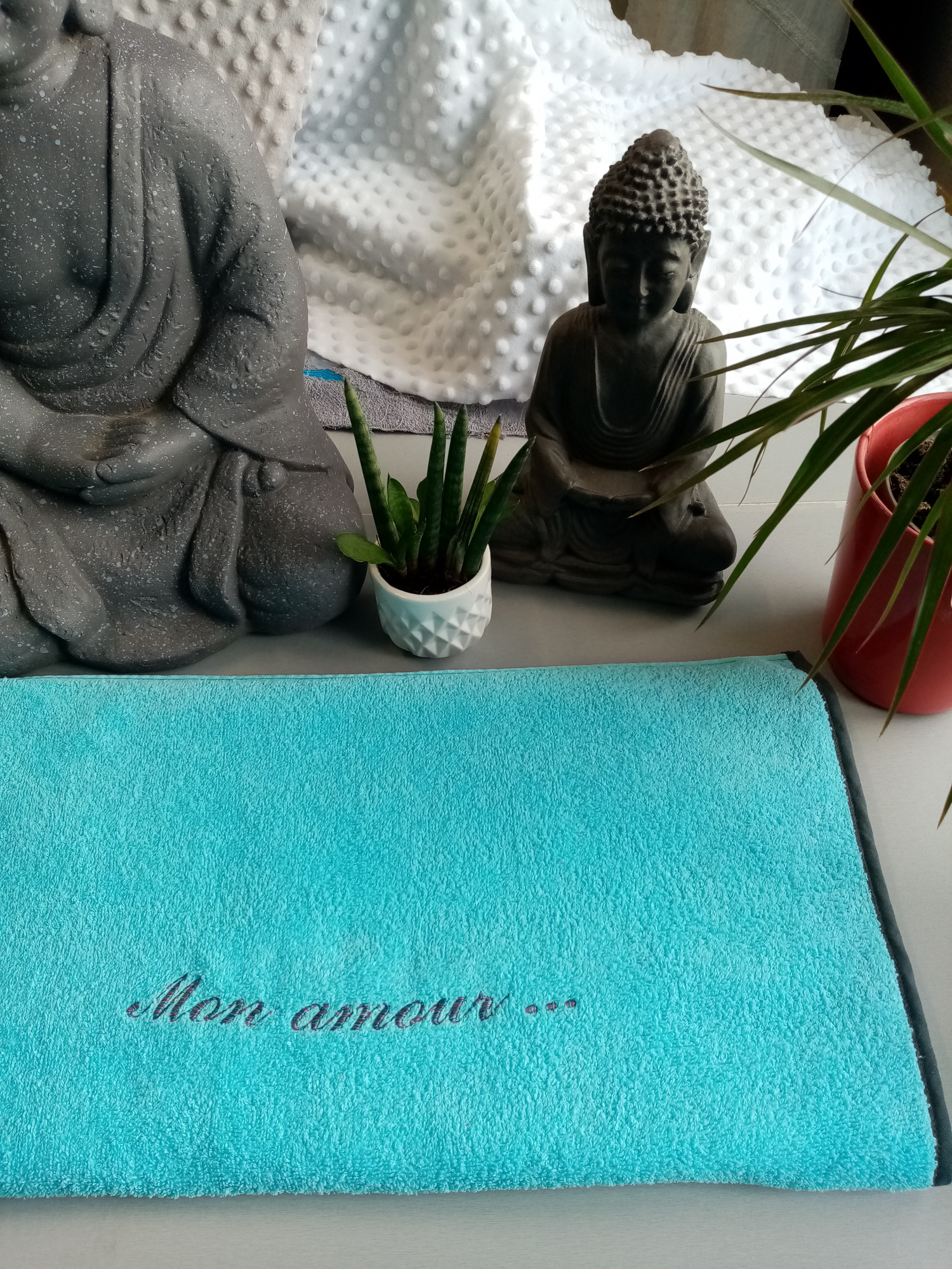 Serviette Bleu "Mon amour..."