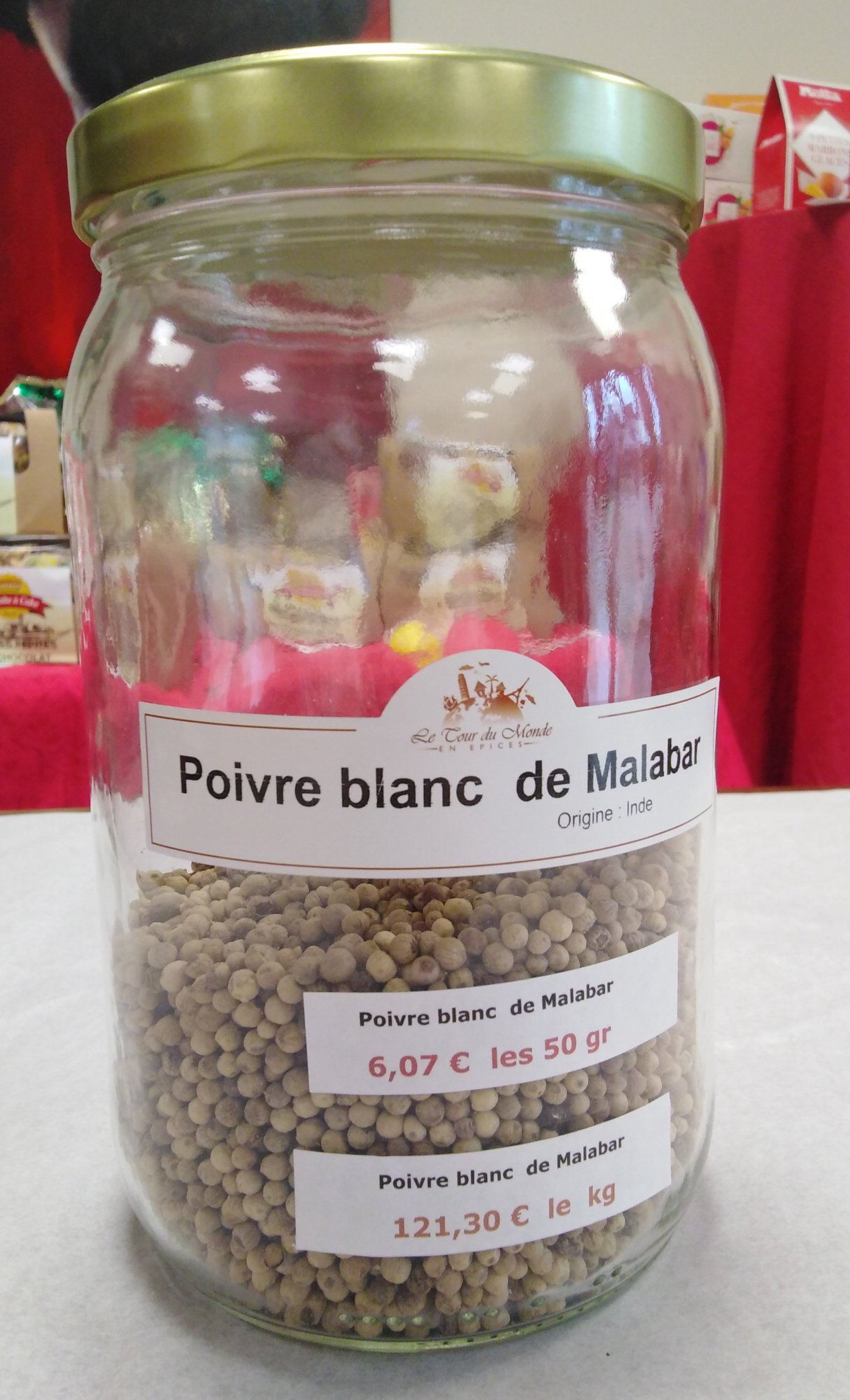 Poivre blanc de Malabar 40g (Le Tour du Monde en Épices)